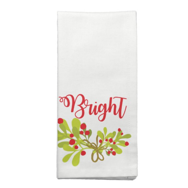 Holly And Ivy Holiday Christmas Party Bright Cloth Napkin (Folded)