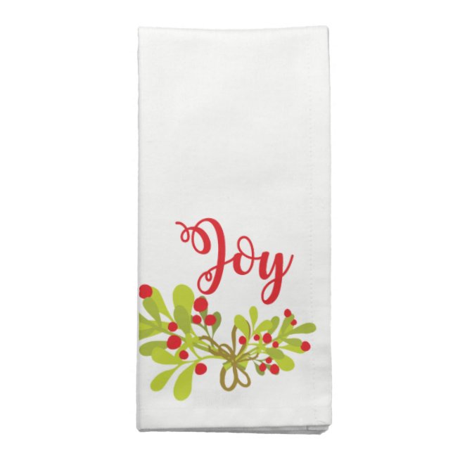 Holly And Ivy Holiday Christmas Party Joy Cloth Napkin (Folded)