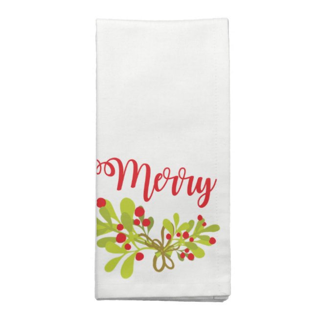 Holly And Ivy Holiday Christmas Party Merry Napkin (Folded)