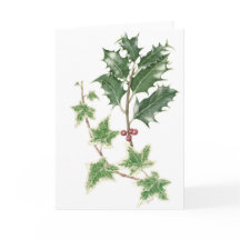 Holly and Ivy Sprigs in Botanical Watercolour