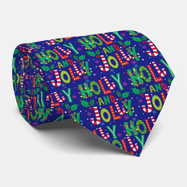 Holly and Jolly Christmas Tie (Rolled)