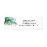 Holly and MIstletoe Christmas Address Label<br><div class="desc">Return address label for the winter season with watercolor garland of holly plants,  berries,  mistletoe and pine sprigs. The template is set up for you to add your name and address.</div>