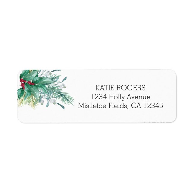 Holly and MIstletoe Christmas Address Label (Front)