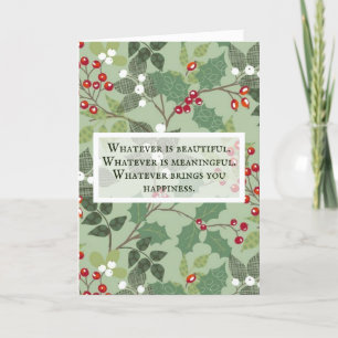 Holly and Mistletoe Custom Text Holiday Card