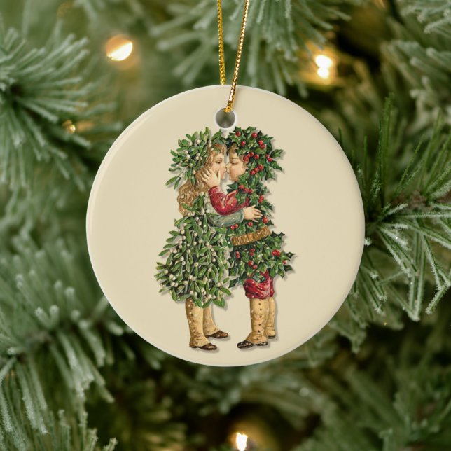 Holly and Mistletoe Kids - Edit back text Ornament (Tree)
