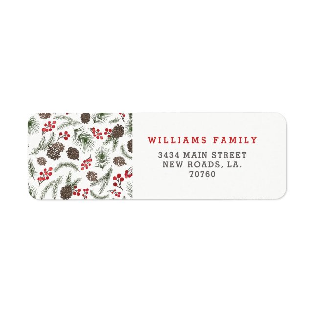 Holly and Pine Christmas Label (Front)