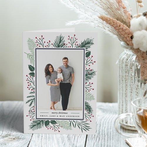 Holly and Pine  Folded Holiday Photo