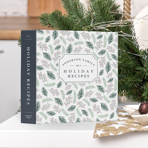 Holly and Pine Holiday Recipe Binder