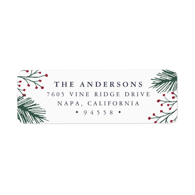 Holly And Pine | Holiday Return Address Label