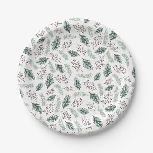 Holly and Pine Paper Plates