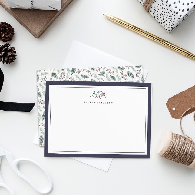 Holly and Pine | Personalized Stationery Card (Creator Uploaded)