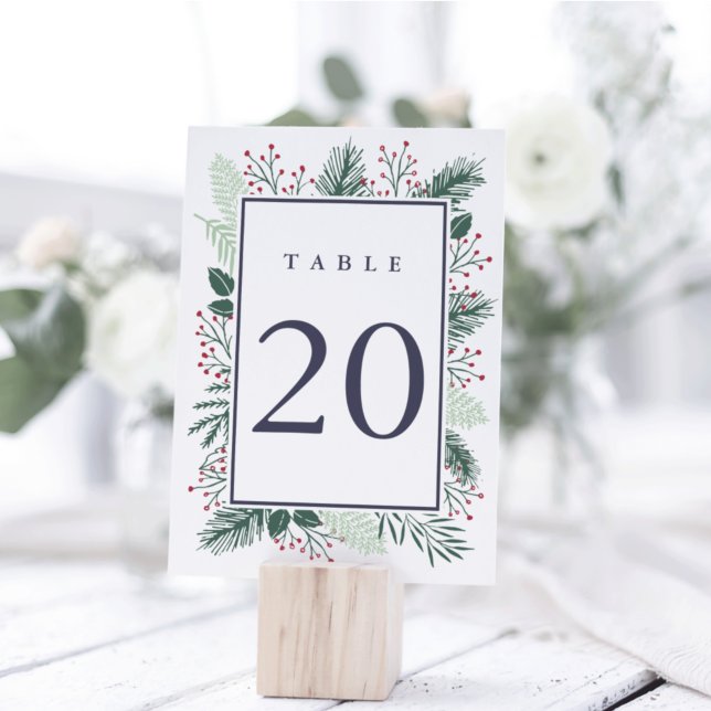 Holly and Pine Table Number Card (Creator Uploaded)