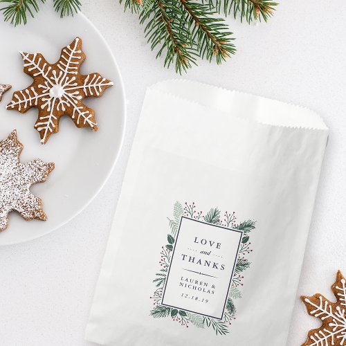 Holly and Pine Wedding Favor Bag