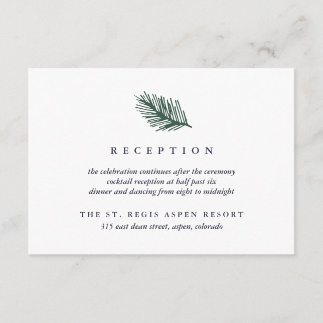 Holly and Pine Wedding Reception Enclosure Card (Front)