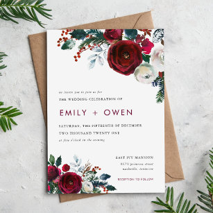 Holly and Pine Winter Wedding Invitation