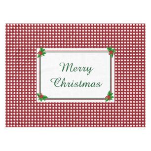 Holly and Polka Dots Holiday Table Cloth