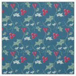 Holly and red berries graphic Christmas pattern Fabric