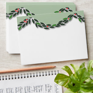 Holly and Red Bow Christmas Envelope