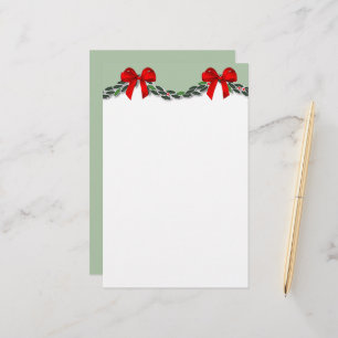 Holly and Red Bow Christmas Stationery