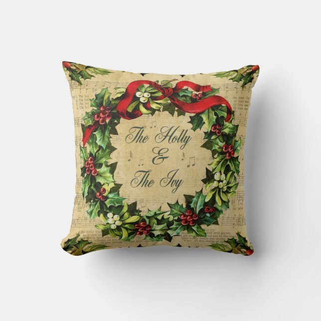 Holly and the Ivy Throw Pillow (Front)
