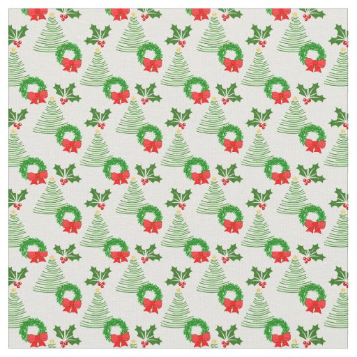 Holly and Trees and Wreaths, Oh My!  Fabric