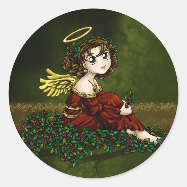 Holly Angel Classic Round Sticker (Front)