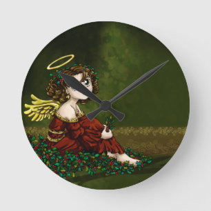 Holly Angel Round Clock