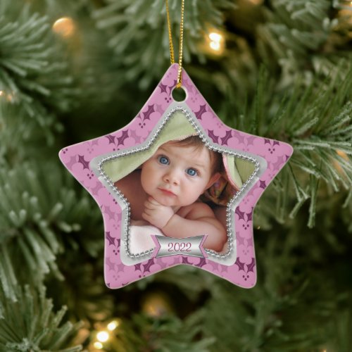 Holly Babys First Christmas 2023 Star  Ceramic Ornament