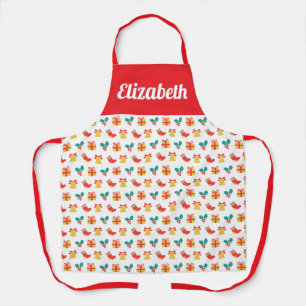 Holly Bell Christmas Stocking Pattern Custom Name Apron