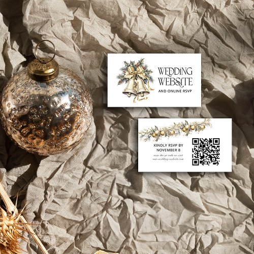 Holly Bells Christmas Wedding Website Online RSVP Enclosure Card