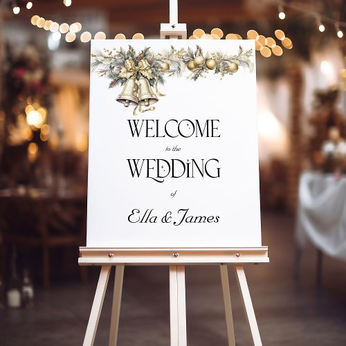 Holly Bells Christmas Wedding Welcome Sign