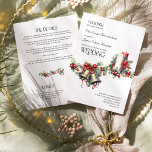 Holly Bells Red Berries Winter Wedding and Details Invitation<br><div class="desc">Winter wedding invitation with wedding details and information on the back. Timeless seasonal design featuring elegant typography, evergreen holly branch with red berries, traditional wedding bells with a red bow, red and white candles and a poinsettia flower. For co-ordinating invitations, stationery and day-of-event decor, please browse my Holly Bells Wedding...</div>