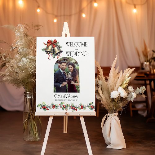 Holly Bells Winter Wedding Photo Welcome Sign