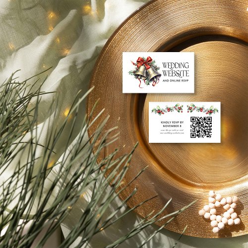 Holly Bells Winter Wedding Website and Online RSVP Enclosure Card