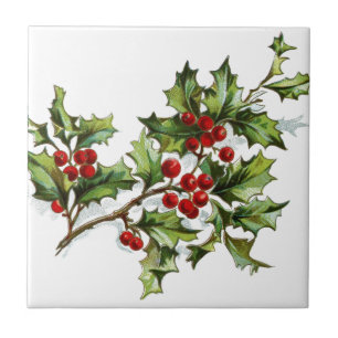 Holly Berries 001 Ceramic Tile