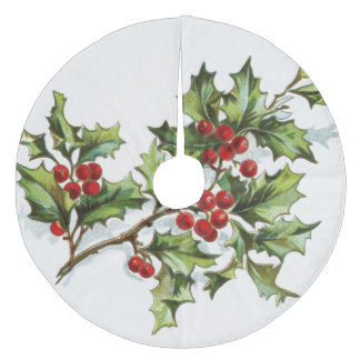 Holly Berries 001 Fleece Tree Skirt