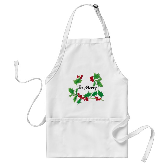 Holly & berries adult apron (Front)
