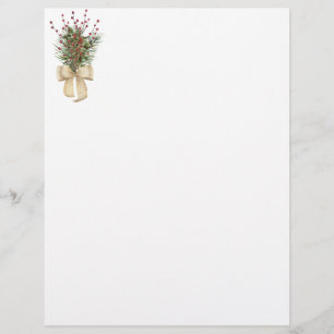 Holly Berries and Evergreen Sprigs Stationery