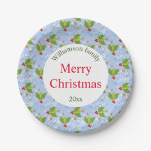 Holly berries and leaves pattern Merry Christmas