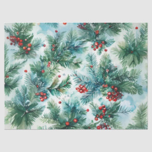 Holly Berries and Pine Christmas Decoupage Craft P Tissue Paper