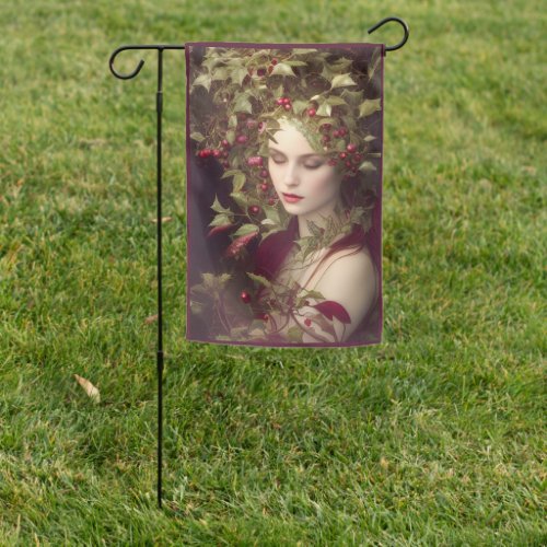 Holly Berries Beautiful Woman  Christmas  Garden Flag