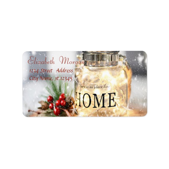 Holly Berries,Branches,Candle Holiday Label (Front)