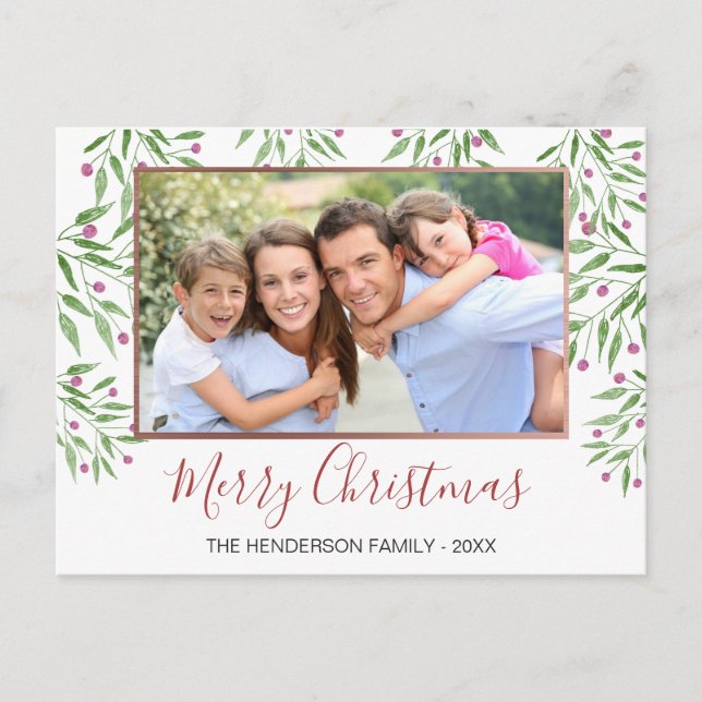 Holly Berries - Branches with Leaves Photo Card (Front)