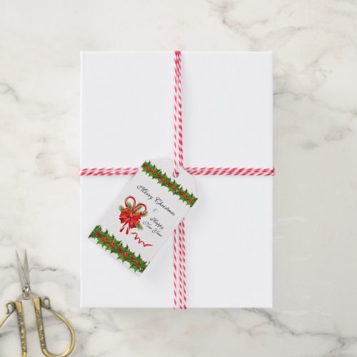 Holly Berries Christmas and Candy Canes Gift Tags