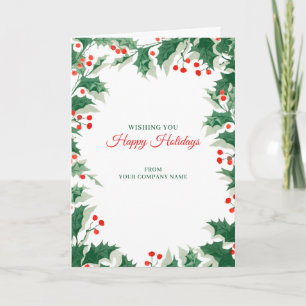Holly Berries Christmas Clients Customer Employees Holiday Card