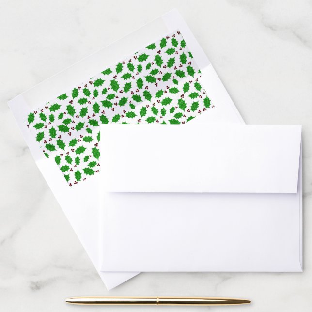 Holly Berries | Christmas Envelope Liner (Desk)