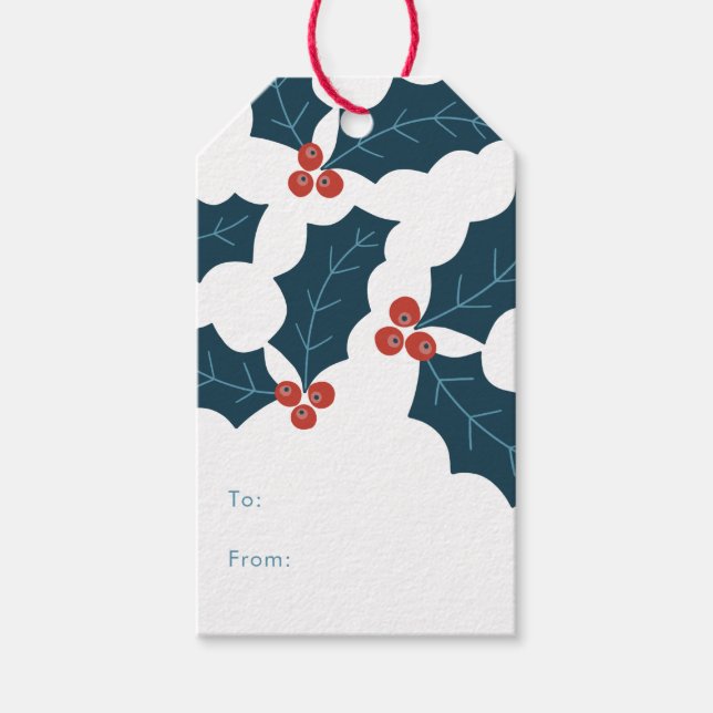 Holly Berries Christmas Gift Tags (Front)