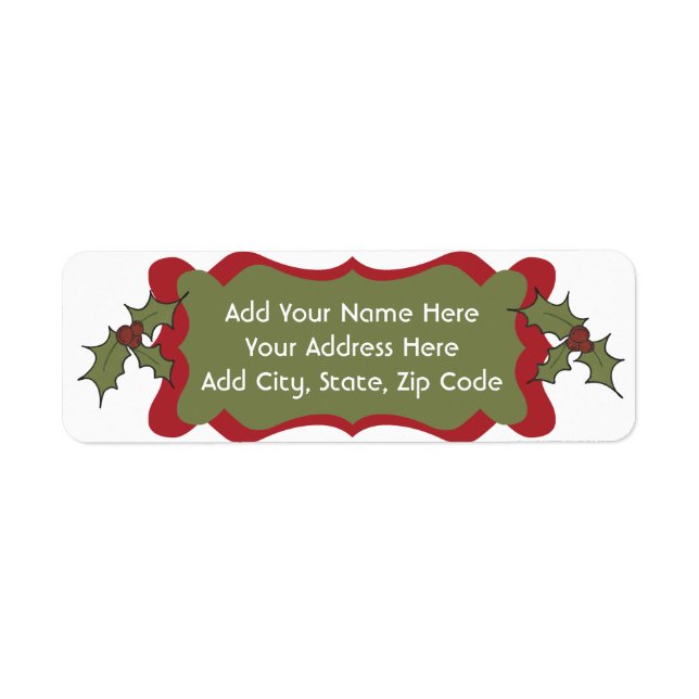 Holly Berries Christmas Holiday Address Labels (Front)