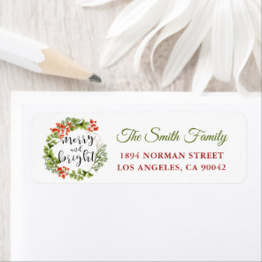 Holly Berries Christmas Holiday Return Address Label