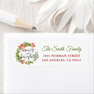 Holly Berries Christmas Holiday Return Address Label